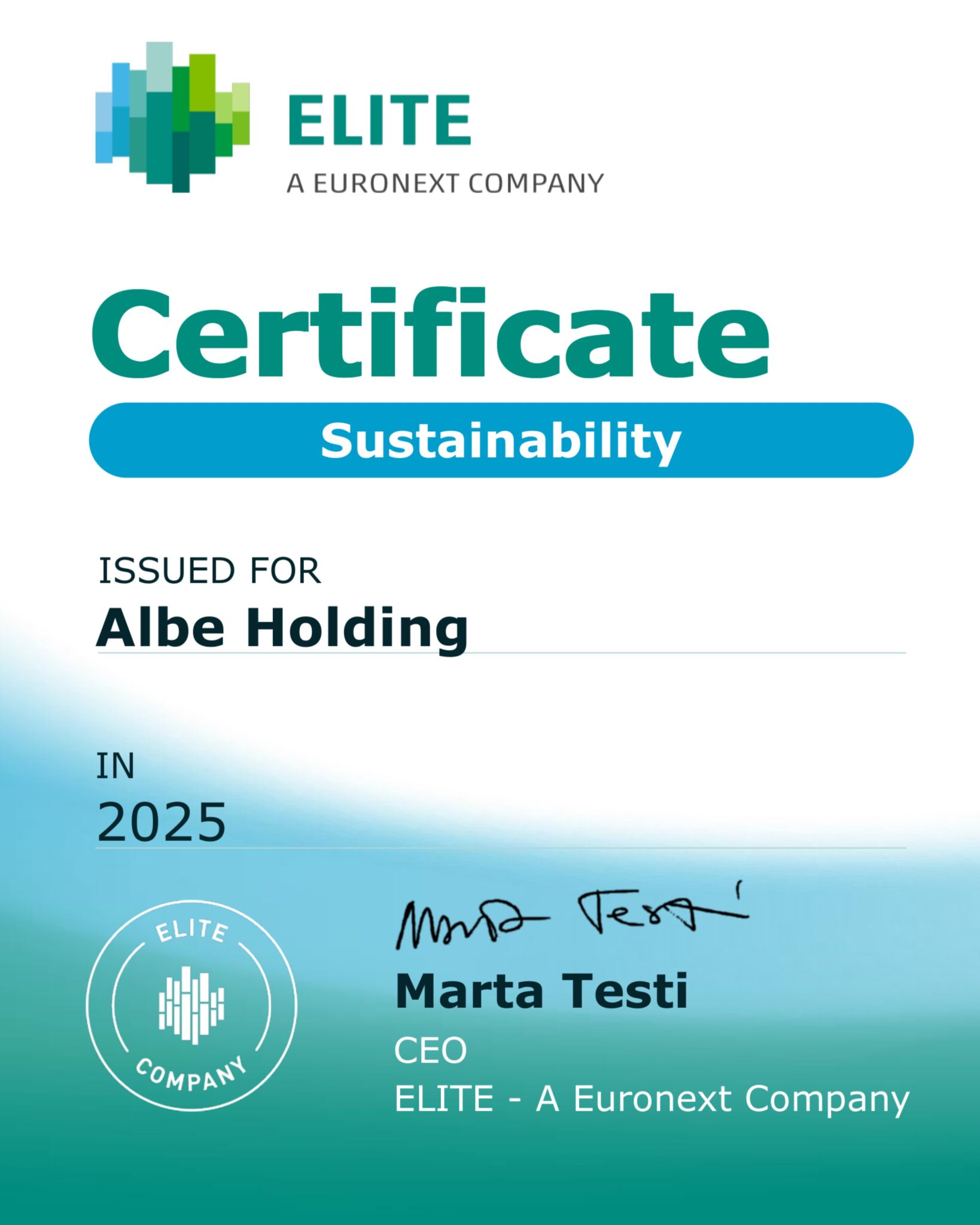 Certificato sostenibilità elite